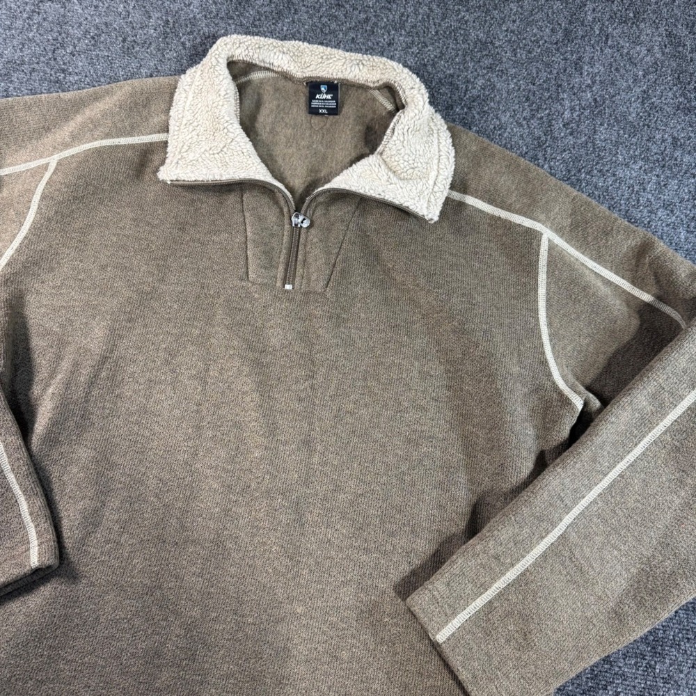 Kuhl Revel 1/4 Zip Fleece Sweater Mens XXL Brown Shearling‎ Collar 3017 Pullover